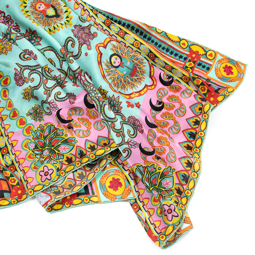 Scarf Russia Turquoise | Satin silk