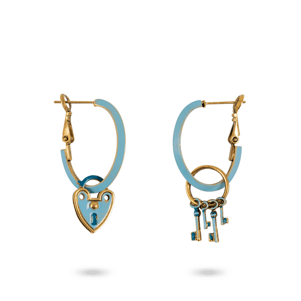 Boucles d'oreilles La Clé de mon Coeur Bleu