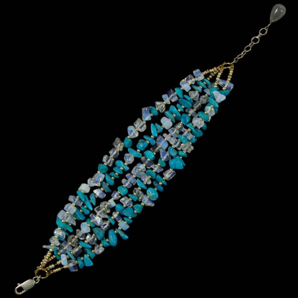 Bracelet de perles en pierre de lune et turquoise - Image 2