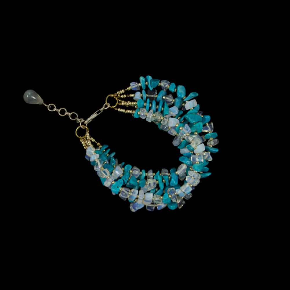 Bracelet de perles en pierre de lune et turquoise