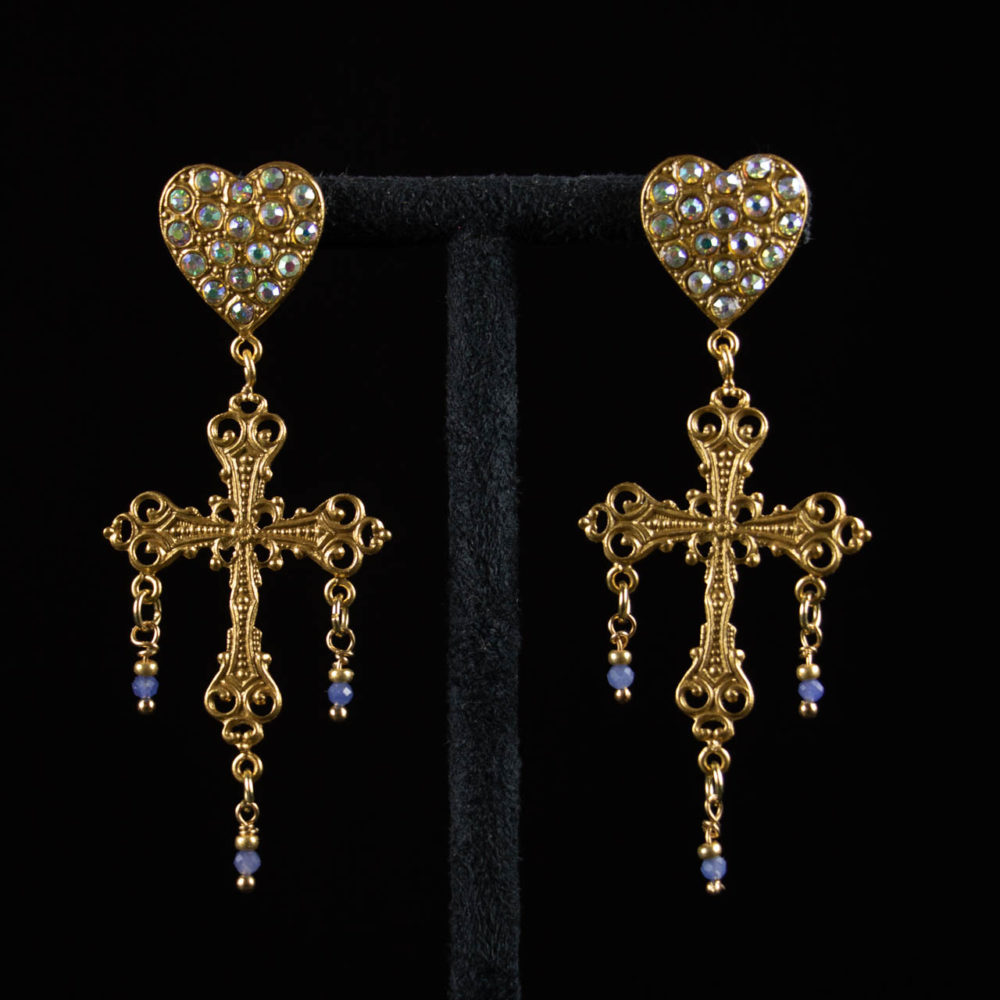 Boucles d'oreilles Croix Bleu