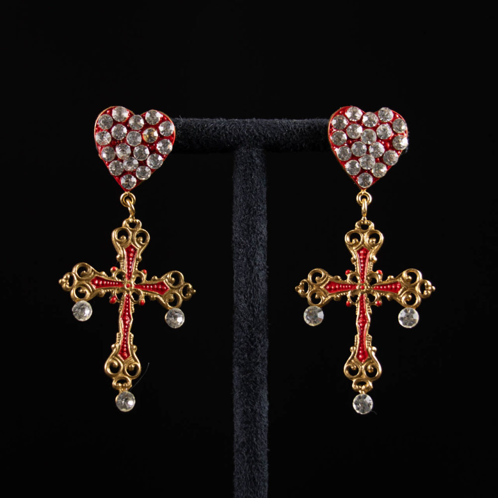 Boucles d'oreilles Croix Rouge