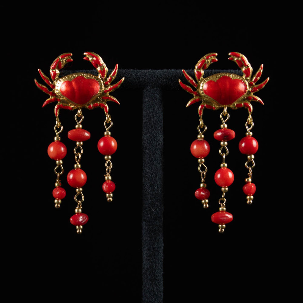 Boucles d'oreilles Crabe Rouge Peintes