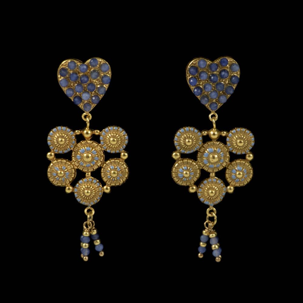 Boucles d'oreilles Lampions Bleu peints à la main