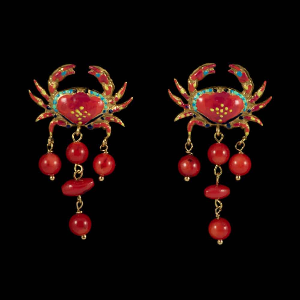 Boucles d'oreilles Crabe Rouge Peintes