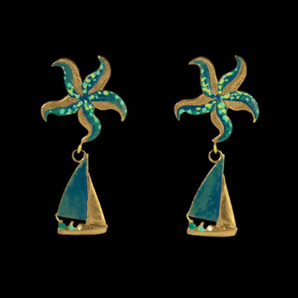 Boucles d'oreilles Voilier Turquoise