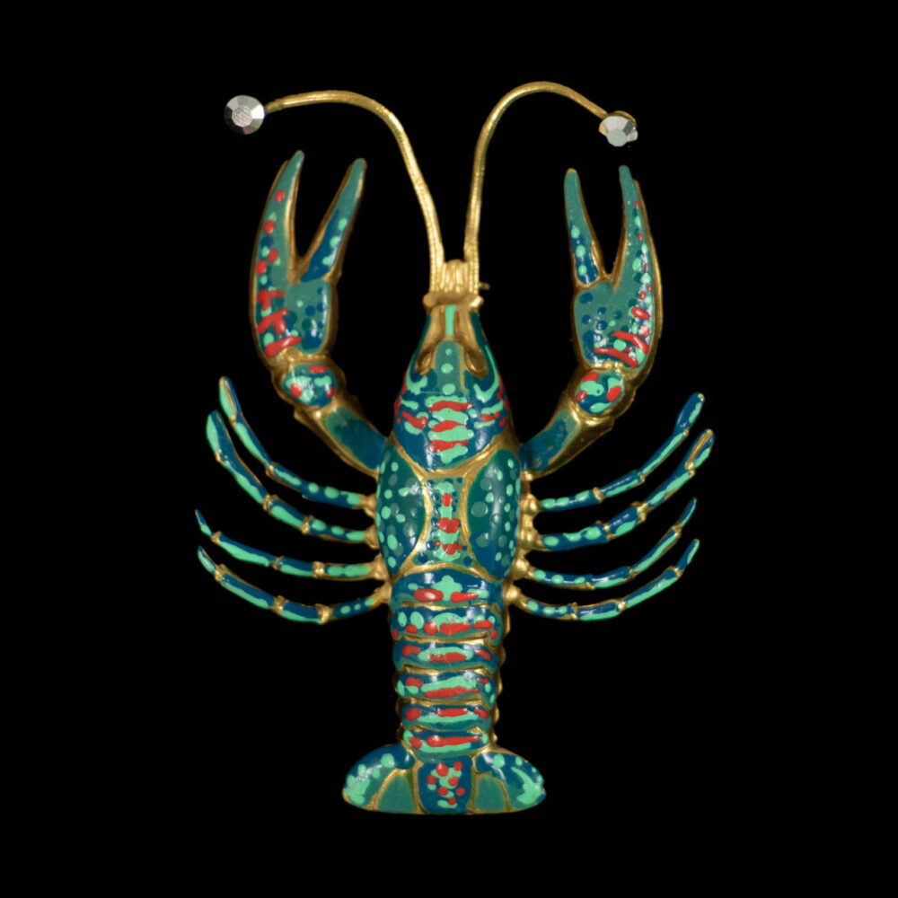 Broche Langouste Cristaux Swarovski Bleu