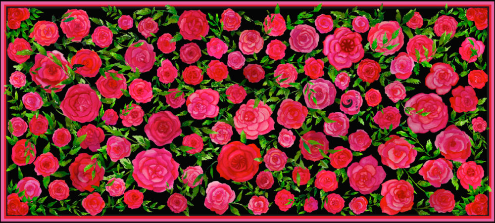 Foulard 100 Roses (Noir) | Satin de soie – Image 2