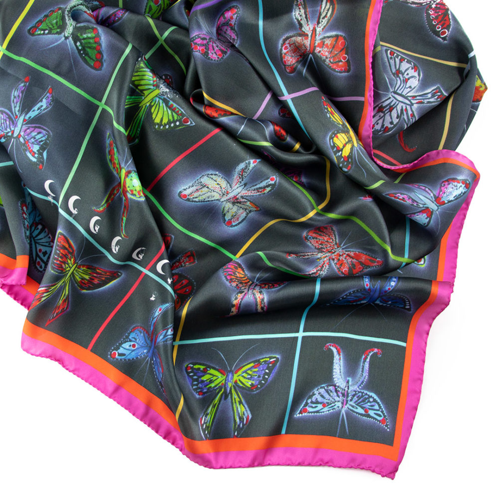 Butterflies Scarf | Silk Satin