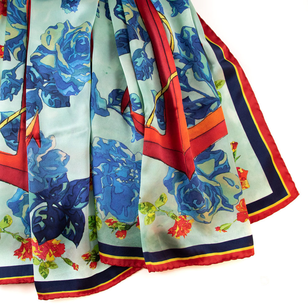 Foulard Terres et Mers (Ancre)  | Satin de soie