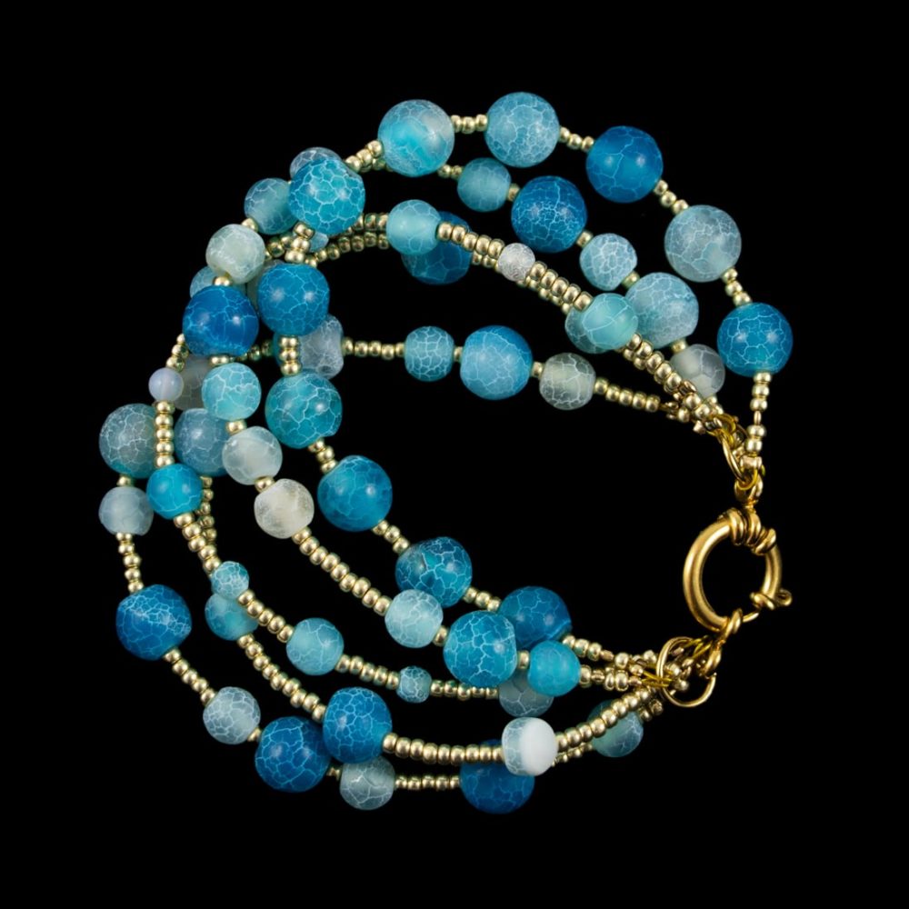 Bracelet de perles en agate bleue