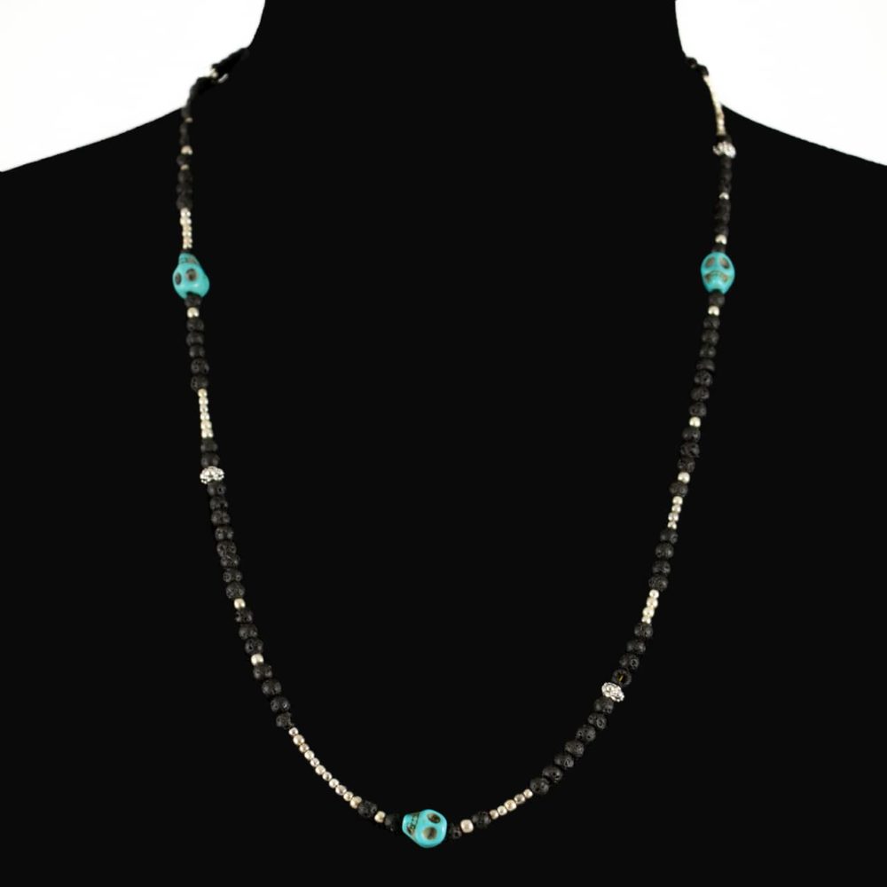 Collier de perles de pierre volcanique et de turquoise