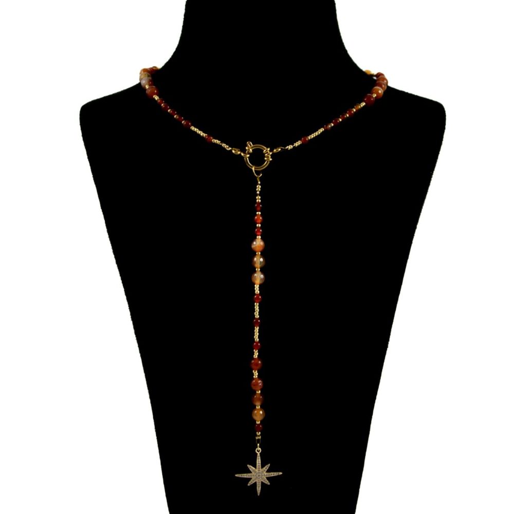 Collier de perles en agate de feu