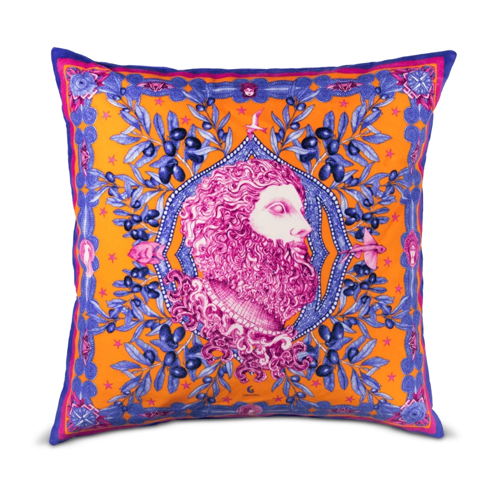 Coussin Grèce Orange et Noir