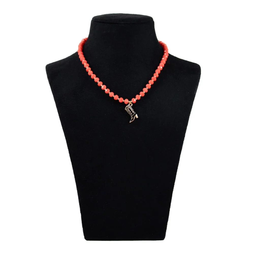Collier Bottine Noir et Rouge