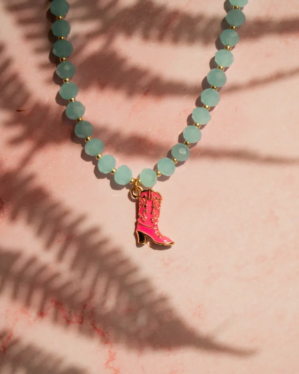 Collier Bottine Rose et Bleu – Bild 3