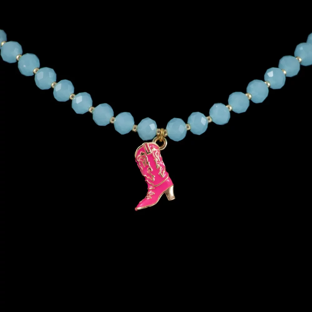 Collier Bottine Rose et Bleu – Bild 2