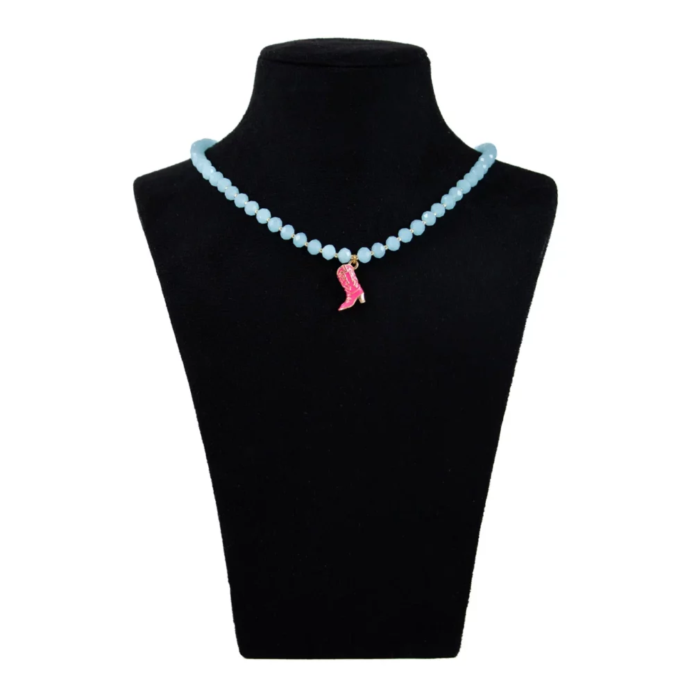 Collier Bottine Rose et Bleu